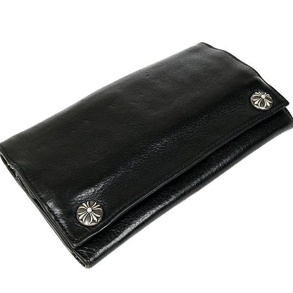CHROME HEARTS Cross Button Leather Long Wallet Size ONE SIZE