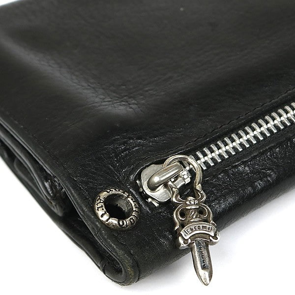 CHROME HEARTS Cross Button Leather Long Wallet Size ONE SIZE