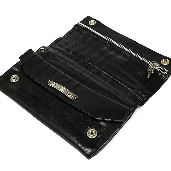 CHROME HEARTS Cross Button Leather Long Wallet Size ONE SIZE