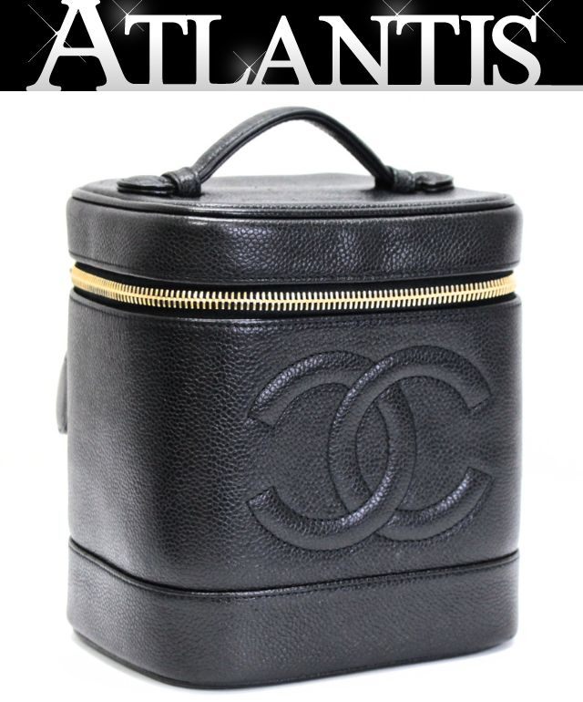CHANEL Caviar Skin Vanity Handbag Black GHW Size ONE SIZE