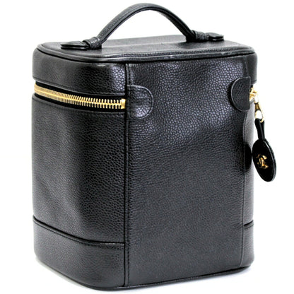 CHANEL Caviar Skin Vanity Handbag Black GHW Size ONE SIZE