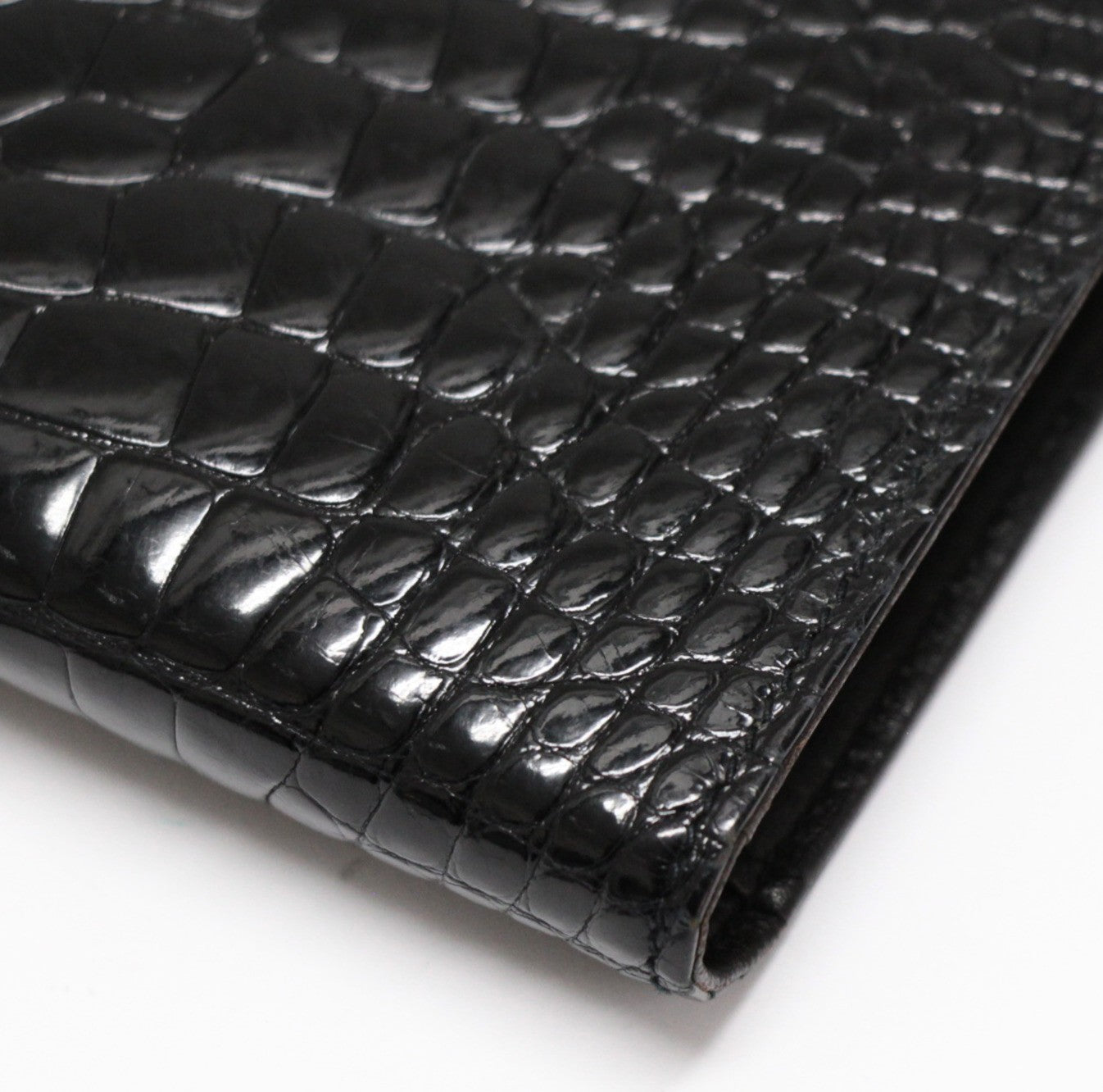 CHANEL Black Crocodile CC Logo Wallet GHW Size ONE SIZE