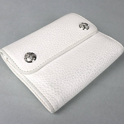 CHROME HEARTS Mini Wave Cross Button Tri-fold Size ONE White