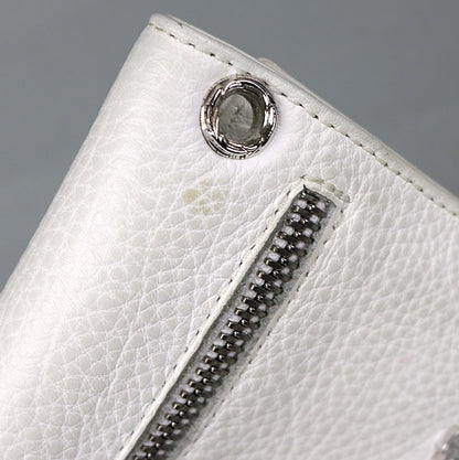 CHROME HEARTS Mini Wave Cross Button Tri-fold Size ONE White