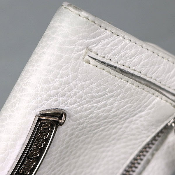 CHROME HEARTS Mini Wave Cross Button Tri-fold Size ONE White