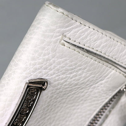 CHROME HEARTS Mini Wave Cross Button Tri-fold Size ONE White
