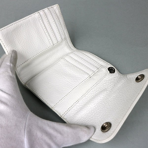CHROME HEARTS Mini Wave Cross Button Tri-fold Size ONE White