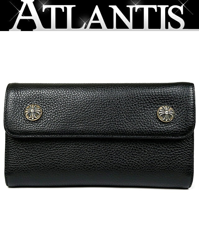CHROME HEARTS Cross Button Wave Leather Wallet Size ONE SIZE