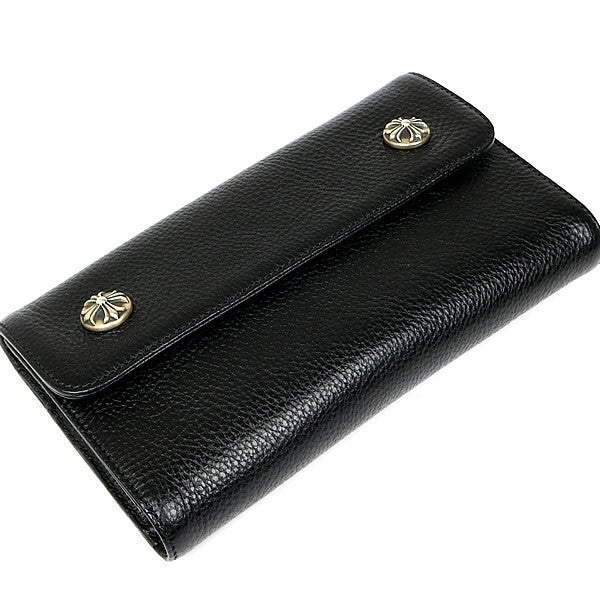 CHROME HEARTS Cross Button Wave Leather Wallet Size ONE SIZE
