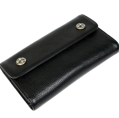 CHROME HEARTS Cross Button Wave Leather Wallet Size ONE SIZE