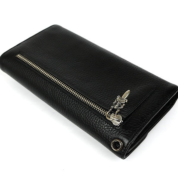 CHROME HEARTS Cross Button Wave Leather Wallet Size ONE SIZE