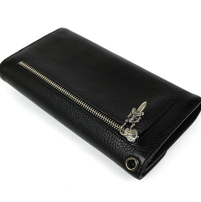 CHROME HEARTS Cross Button Wave Leather Wallet Size ONE SIZE