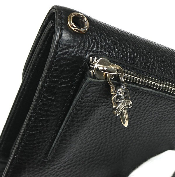CHROME HEARTS Cross Button Wave Leather Wallet Size ONE SIZE