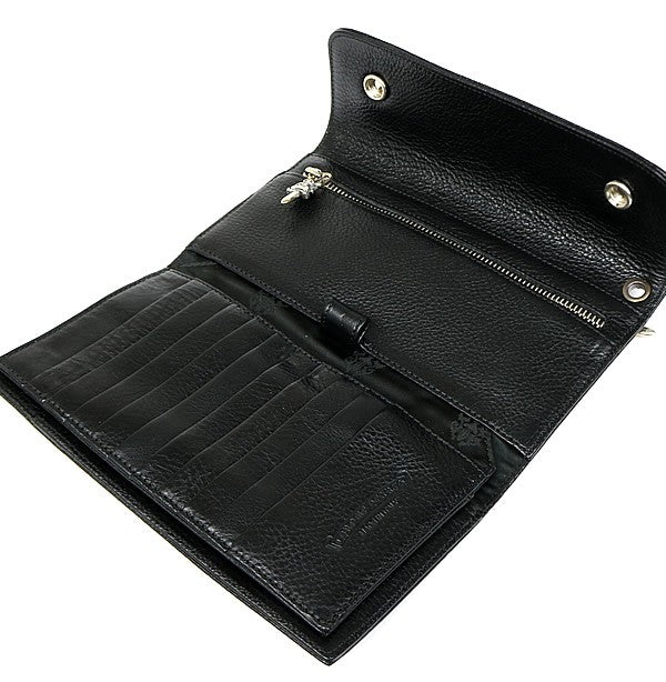 CHROME HEARTS Cross Button Wave Leather Wallet Size ONE SIZE