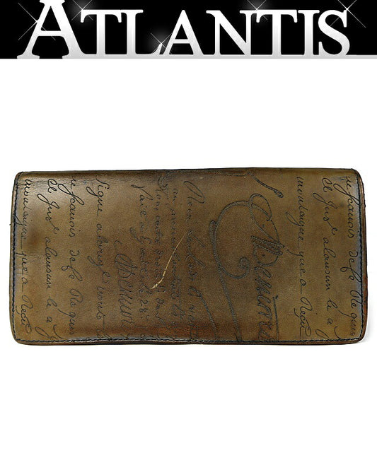 Berluti Calligraphy Leather Zip Bi-fold Wallet Size ONE SIZE