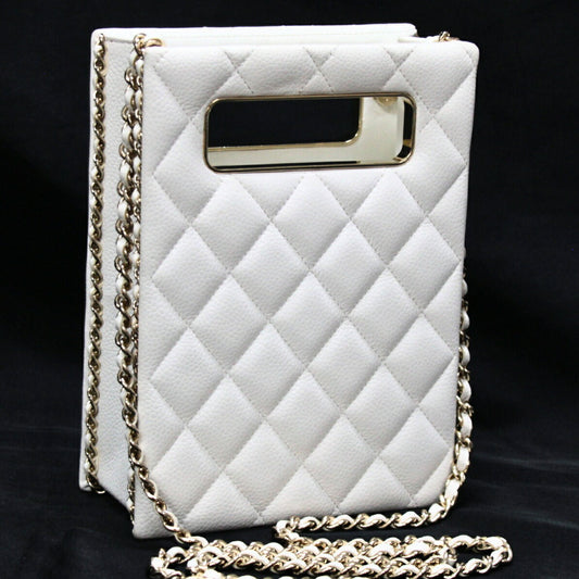 CHANEL Matelassé Caviar Chain White GHW Shoulder Bag Size ONE SIZE