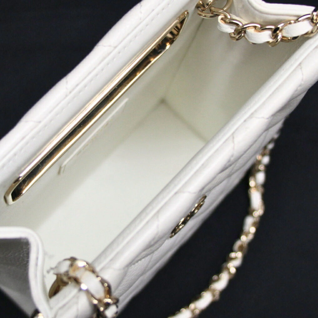 CHANEL Matelassé Caviar Chain White GHW Shoulder Bag Size ONE SIZE