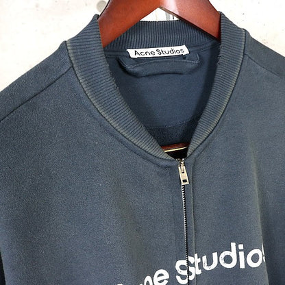 Acne Studios Logo Zip Up Sweatshirt Navy Blue Size L