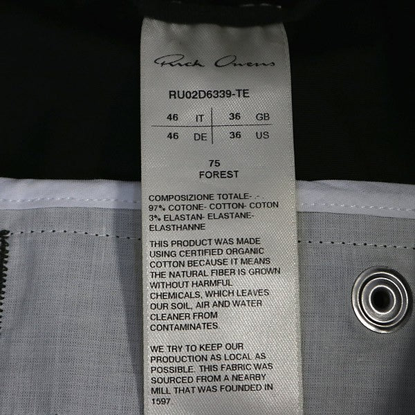 RICK OWENS Bela Cargo Pants Khaki Green Size 46