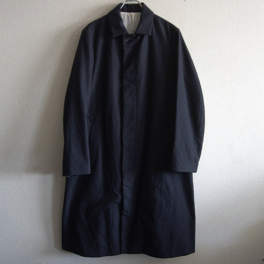 Bergfabel Wool Linen Balmacaan Coat Black Size 48