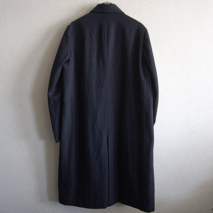 Bergfabel Wool Linen Balmacaan Coat Black Size 48