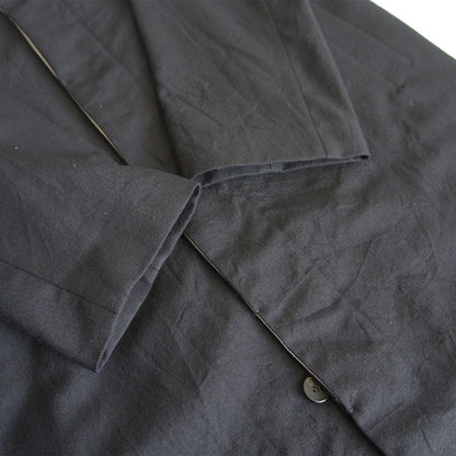 Bergfabel Wool Linen Balmacaan Coat Black Size 48