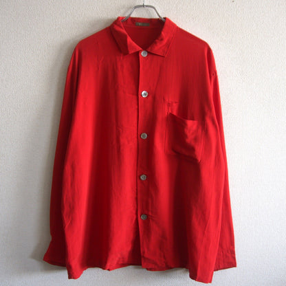 Y's for Men Oversize Rayon Cotton Shirt Red Size XL