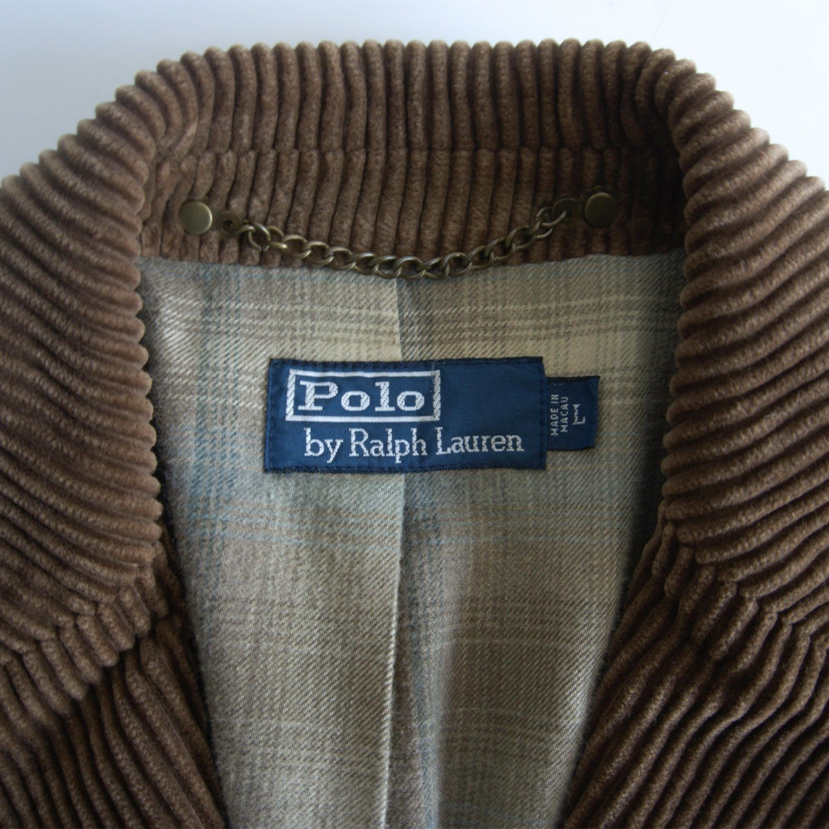 POLO RALPH LAUREN Leather Trim Wide Wale Corduroy Size L