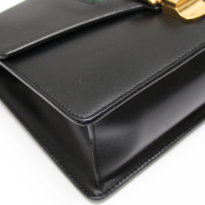 GUCCI Sylvie Leather 2-Way Web Bag Black Size ONE SIZE