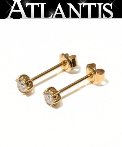 YG K18 Yellow Gold Diamond Stud Earrings Size ONE SIZE
