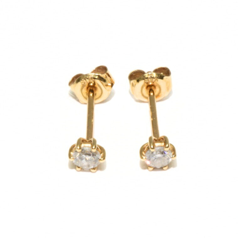 YG K18 Yellow Gold Diamond Stud Earrings Size ONE SIZE