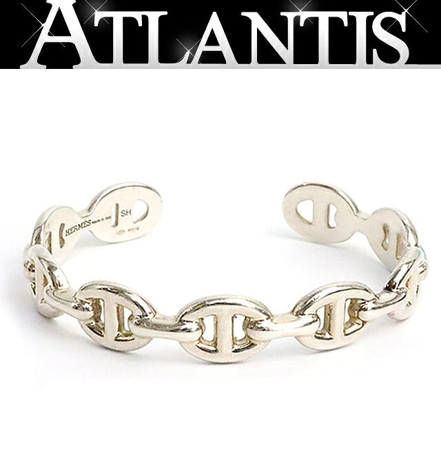 HERMES Chaine d'Ancre Enchainee Silver Bangle Size ONE SIZE