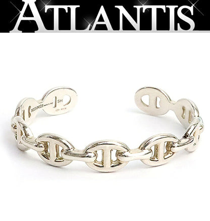 HERMES Chaine d'Ancre Enchainee Silver Bangle Size ONE SIZE