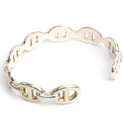 HERMES Chaine d'Ancre Enchainee Silver Bangle Size ONE SIZE