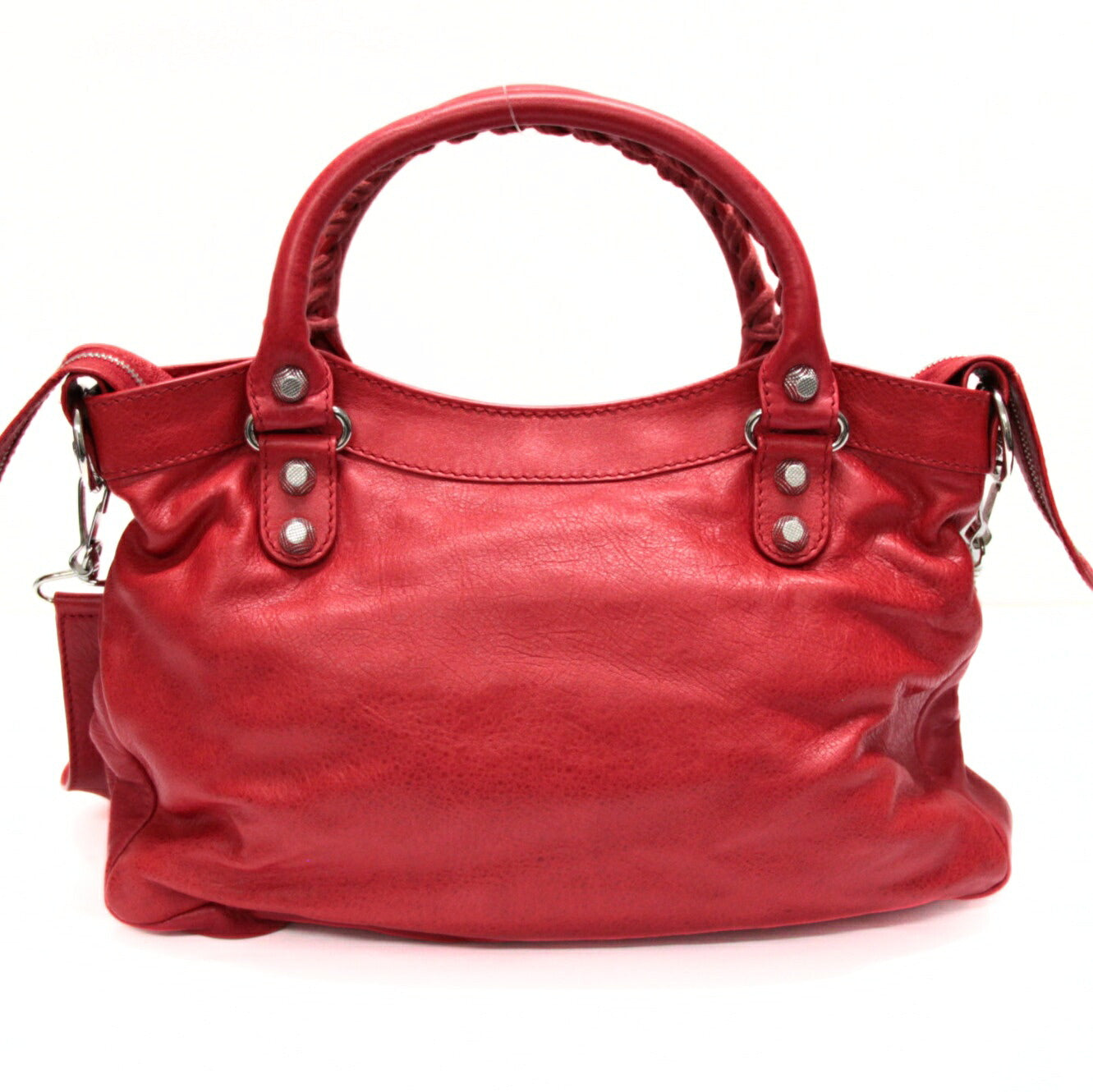 BALENCIAGA The Giant Town Leather Bag Red Size ONE SIZE