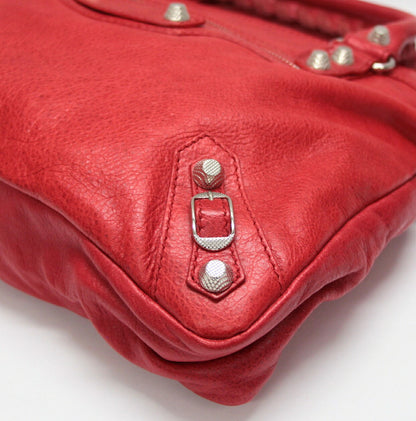 BALENCIAGA The Giant Town Leather Bag Red Size ONE SIZE