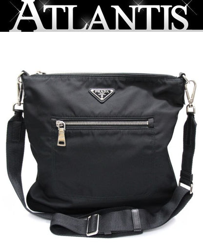PRADA Triangle Logo Nylon Flat Bag Black Size ONE SIZE