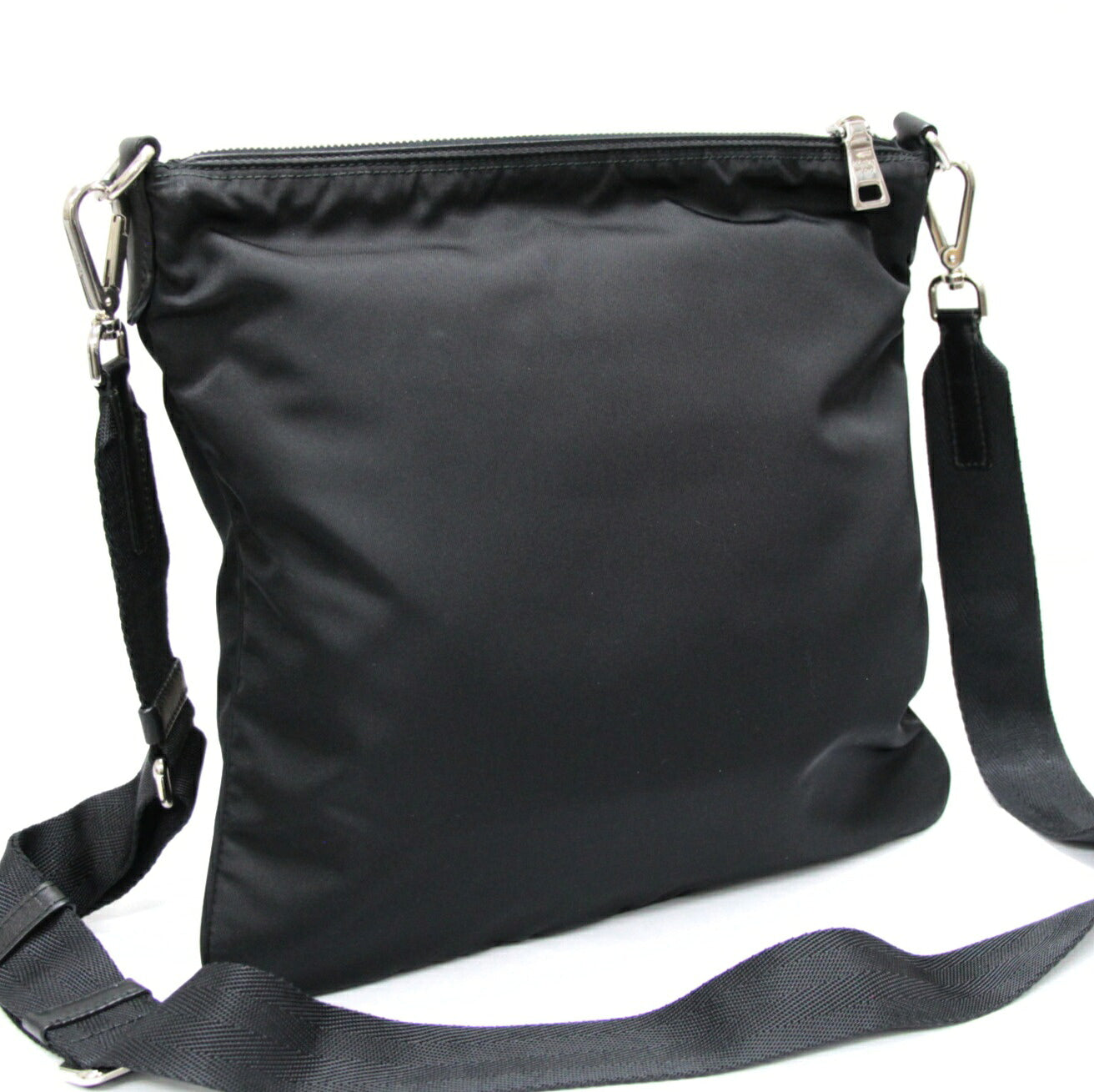 PRADA Triangle Logo Nylon Flat Bag Black Size ONE SIZE