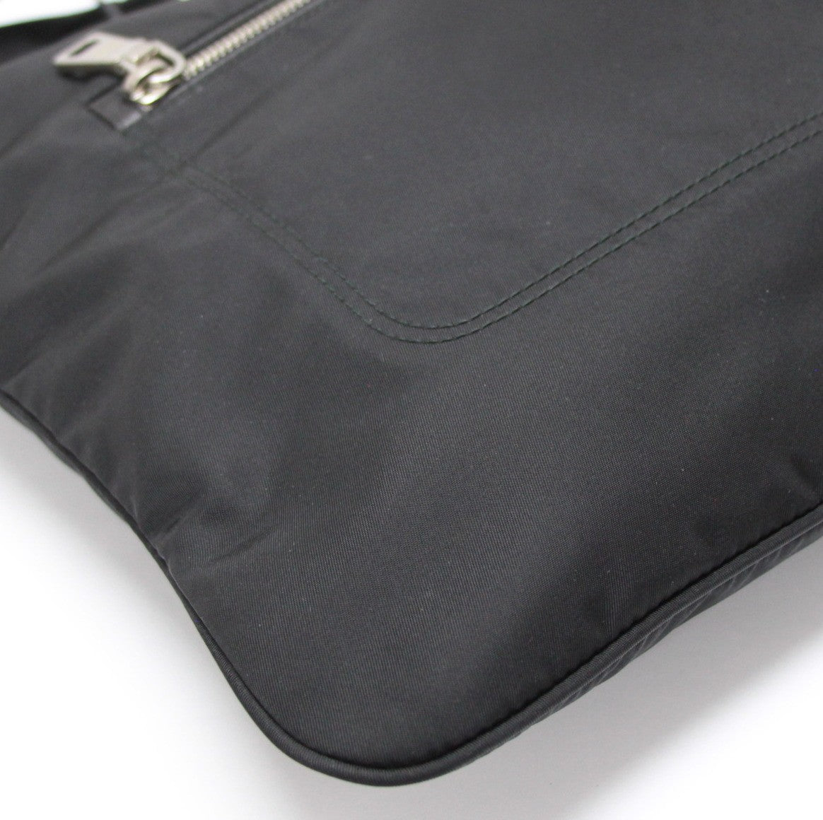 PRADA Triangle Logo Nylon Flat Bag Black Size ONE SIZE