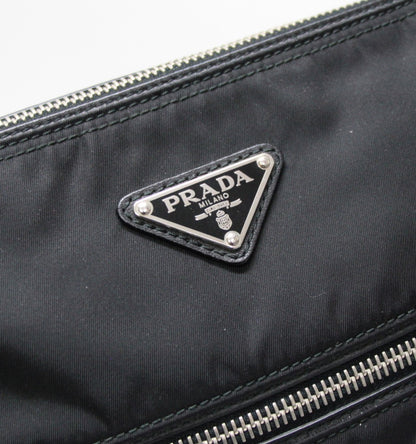 PRADA Triangle Logo Nylon Flat Bag Black Size ONE SIZE