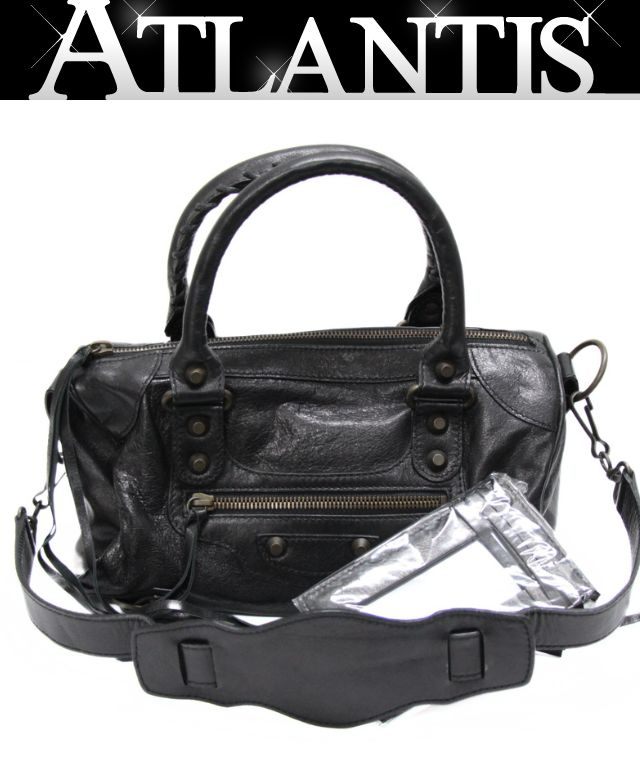 BALENCIAGA The Drum Leather 2-Way Bag Black Size ONE SIZE
