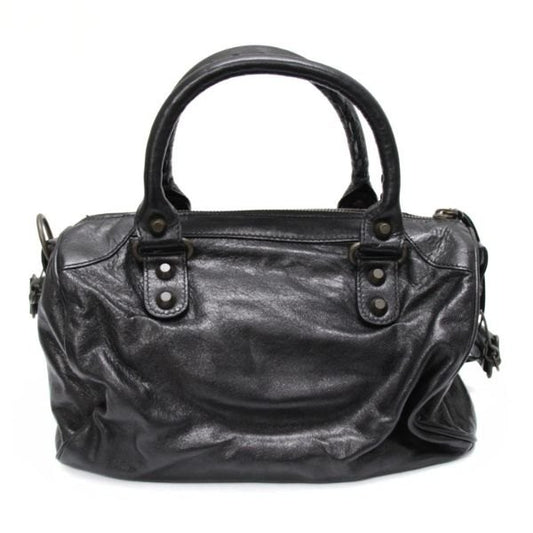 BALENCIAGA The Drum Leather 2-Way Bag Black Size ONE SIZE