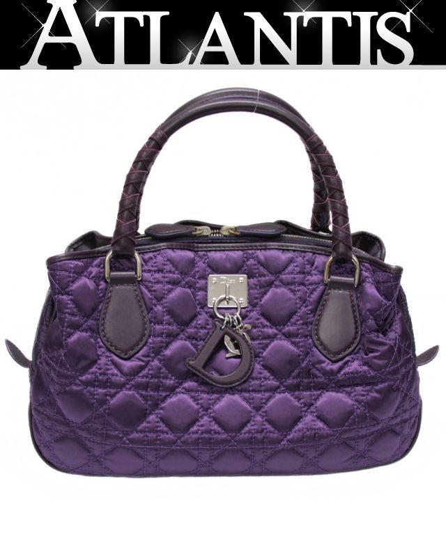 Christian Dior Cannage Nylon Purple SHW Handbag Size ONE SIZE