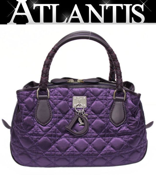 Christian Dior Cannage Nylon Purple SHW Handbag Size ONE SIZE