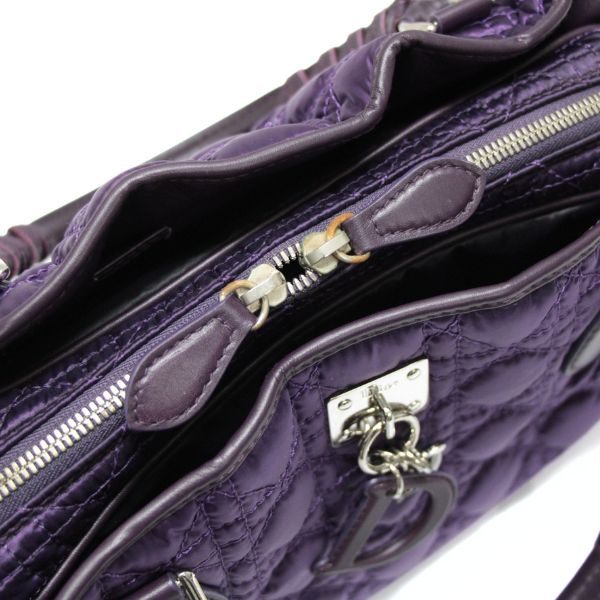 Christian Dior Cannage Nylon Purple SHW Handbag Size ONE SIZE