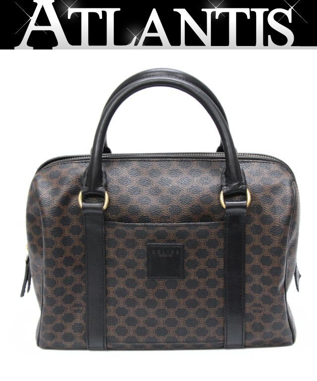 CELINE Vintage Macadam PVC Leather Boston Bag Size ONE SIZE