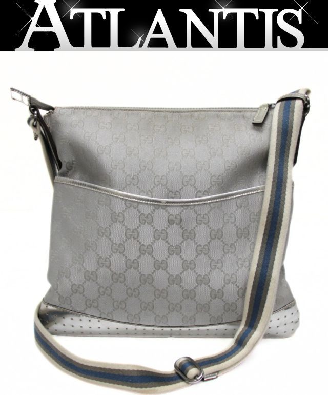 GUCCI GG Canvas Shoulder Bag Silver Size ONE SIZE