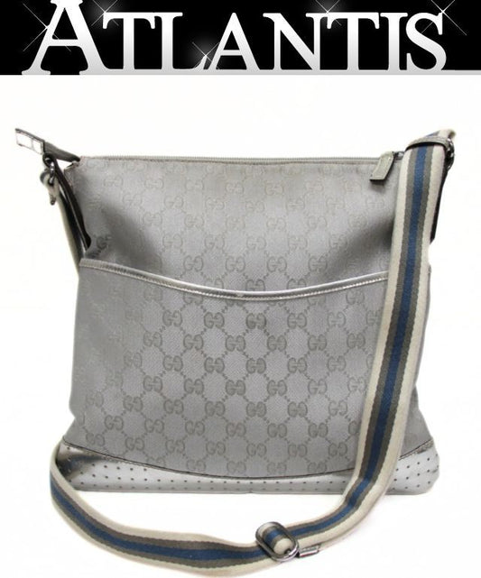 GUCCI GG Canvas Shoulder Bag Silver Size ONE SIZE