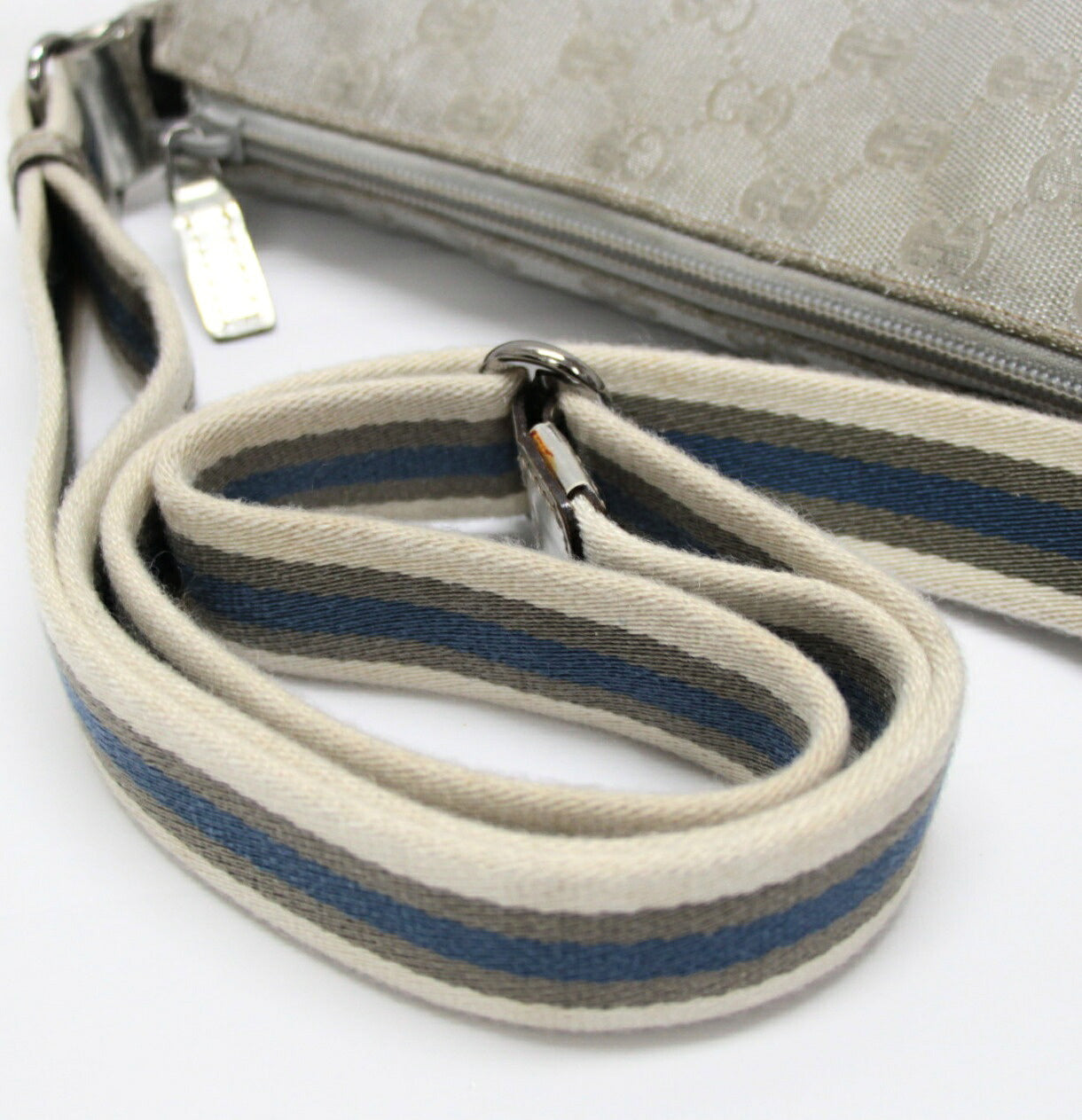 GUCCI GG Canvas Shoulder Bag Silver Size ONE SIZE