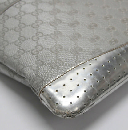 GUCCI GG Canvas Shoulder Bag Silver Size ONE SIZE